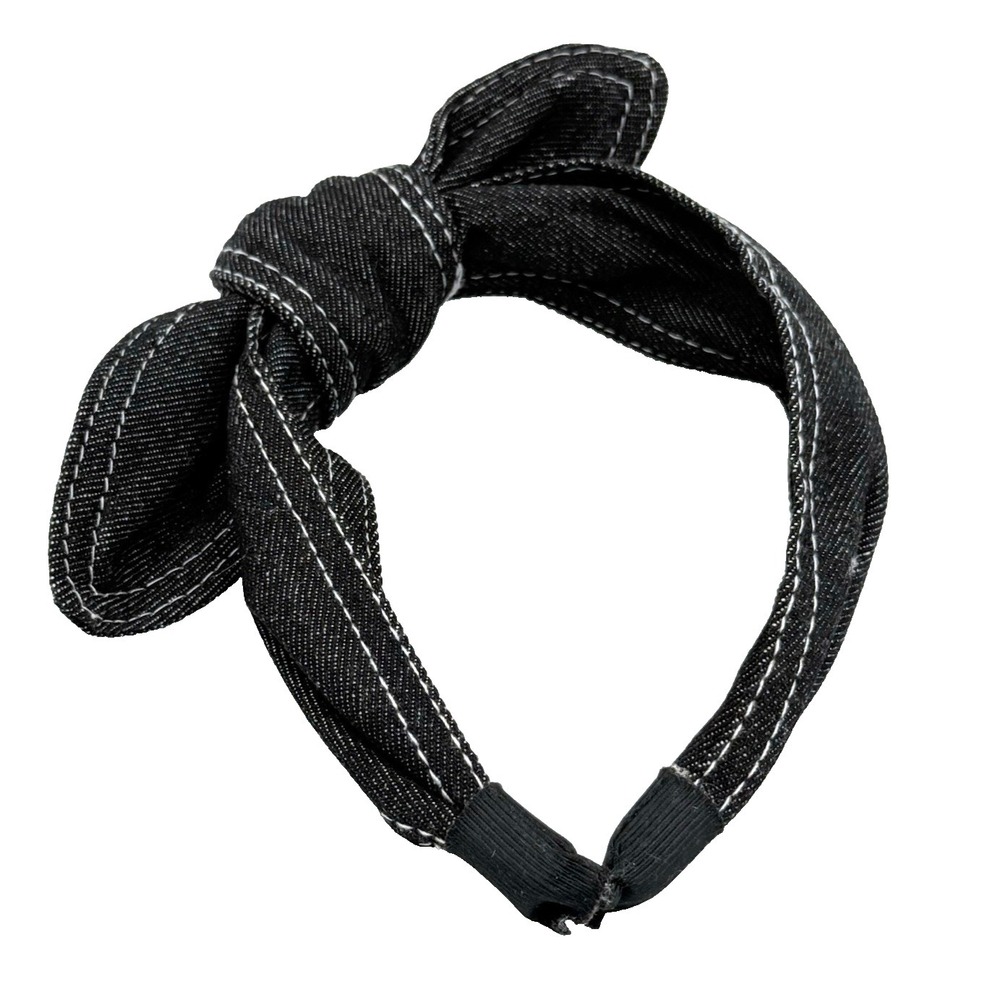 Denim Fabric Headband Bow Knot Blue Hair Accessory NEW‎